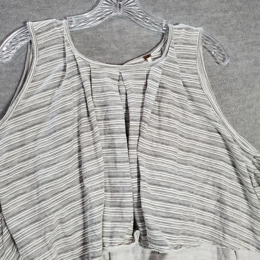 Free‎ People Women Top Large Gray Turn It Up Sleeveless Blouse Ruffle Hi Low Hem